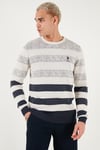 U.S. Polo Pamuklu Regular Fit Çizgili Bisiklet Yaka Erkek Kazak G081GL0TK2227832 AÇIK LACİVERT