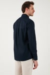 U.S. Polo % 100 Pamuk Slim Fit Düğmeli Yaka Logolu Erkek Gömlek G081SZ0042083079 LACİVERT