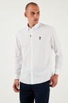 U.S. Polo % 100 Pamuk Regular Fit Logolu Çizgili Erkek Gömlek G081SZ0042170101 BEYAZ