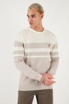 U.S. Polo Pamuklu Slim Fit Bisiklet Yaka Erkek Kazak G081SZ0TK2235801 TAŞ