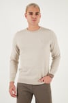 U.S. Polo Pamuklu Slim Fit Logolu Bisiklet Yaka Erkek Kazak G081SZ0TK2226959 Taş Melanj
