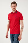 U.S. Polo Pamuklu Slim Fit Düğmeli Erkek Polo Yaka T Shirt G081GL0112084093 KIRMIZI