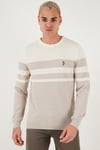 U.S. Polo Pamuklu Slim Fit Bisiklet Yaka Erkek Kazak G081SZ0TK2235801 TAŞ