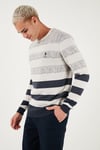 U.S. Polo Pamuklu Regular Fit Çizgili Bisiklet Yaka Erkek Kazak G081GL0TK2227832 AÇIK LACİVERT