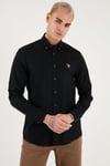 U.S. Polo Pamuklu Slim Fit Logolu Uzun Kollu Erkek Gömlek G081SZ0042225619 SİYAH