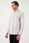 U.S. Polo % 100 Pamuk Slim Fit Düğmeli Yaka Logolu Erkek Gömlek G081SZ0042083079 TAŞ