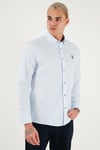 U.S. Polo Pamuklu Slim Fit Uzun Kol Erkek Gömlek G081SZ0042225643 AÇIK MAVİ