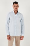 U.S. Polo Düğmeli Yaka % 100 Pamuk Slim Fit Erkek Gömlek G081SZ0041829841 AÇIK MAVİ