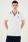 U.S. Polo Logolu % 100 Pamuk Slim Fit Erkek Polo Yaka T Shirt G081SZ0112085130 BEYAZ