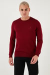 U.S. Polo Pamuklu Slim Fit Logolu Bisiklet Yaka Erkek Kazak G081SZ0TK2226959 BORDO