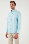 U.S. Polo % 100 Pamuk Slim Fit Düğmeli Yaka Logolu Erkek Gömlek G081SZ0042082904 AQUA