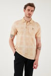 U.S. Polo Kareli % 100 Pamuk Regular Fit Düğmeli Erkek Polo Yaka T Shirt G081SZ0112103243 BEJ