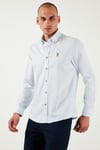 U.S. Polo % 100 Pamuk Slim Fit Düğmeli Yaka Logolu Erkek Gömlek G081SZ0042082904 AÇIK MAVİ