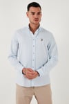 U.S. Polo Düğmeli Yaka % 100 Pamuk Slim Fit Erkek Gömlek G081SZ0041829841 AÇIK MAVİ