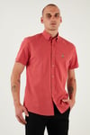 U.S. Polo % 100 Pamuk Regular Fit Düğmeli Yaka Logolu Erkek Gömlek G081GL0042083854 Vişne