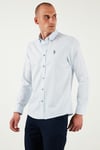 U.S. Polo % 100 Pamuk Slim Fit Düğmeli Yaka Logolu Erkek Gömlek G081SZ0042082904 AÇIK MAVİ