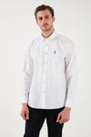 U.S. Polo % 100 Pamuk Slim Fit Düğmeli Yaka Logolu Erkek Gömlek G081SZ0042083079 BEYAZ