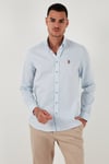U.S. Polo Düğmeli Yaka % 100 Pamuk Slim Fit Erkek Gömlek G081SZ0041829841 AÇIK MAVİ