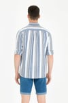 U.S. Polo Çizgili Düğmeli Yaka Regular Fit Keten Erkek Gömlek G081SZ0041658880 SAKS