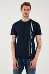 U.S. Polo % 100 Pamuk Regular Fit Bisiklet Yaka Şerit Logolu Erkek T Shirt G081SZ0112104061 LACİVERT