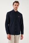 U.S. Polo % 100 Pamuk Regular Fit Düğmeli Yaka Logolu Erkek Gömlek G081GL0042084002 LACİVERT