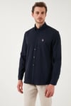 U.S. Polo % 100 Pamuk Regular Fit Düğmeli Yaka Logolu Erkek Gömlek G081GL0042084002 LACİVERT