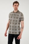 U.S. Polo Kareli % 100 Pamuk Regular Fit Düğmeli Erkek Polo Yaka T Shirt G081SZ0112103243 Vizon