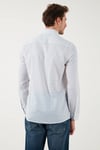 U.S. Polo Desenli Pamuklu Slim Fit Düğmeli Yaka Erkek Gömlek G081SZ0042108466 MAVİ