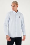 U.S. Polo Pamuklu Slim Fit Logolu Uzun Kollu Erkek Gömlek G081GL0042225434 AÇIK MAVİ