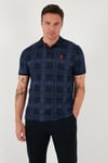 U.S. Polo Kareli % 100 Pamuk Regular Fit Düğmeli Erkek Polo Yaka T Shirt G081SZ0112103243 LACİVERT