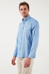 U.S. Polo % 100 Pamuk Slim Fit Düğmeli Yaka Logolu Erkek Gömlek G081SZ0042082904 Kobalt