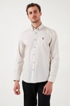 U.S. Polo % 100 Pamuk Slim Fit Düğmeli Yaka Logolu Erkek Gömlek G081SZ0042082904 TAŞ