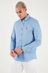 U.S. Polo Pamuklu Slim Fit Logolu Uzun Kollu Erkek Gömlek G081SZ0042225619 Koyu Mavi