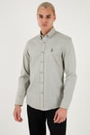 U.S. Polo Pamuklu Slim Fit Logolu Uzun Kollu Erkek Gömlek G081SZ0042225619 Açık Haki