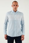 U.S. Polo Çizgili % 100 Pamuk Regular Fit Düğmeli Yaka Erkek Gömlek G081SZ0042105376 AÇIK MAVİ