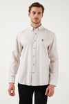 U.S. Polo % 100 Pamuk Slim Fit Düğmeli Yaka Logolu Erkek Gömlek G081SZ0042083079 TAŞ
