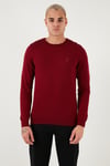 U.S. Polo Pamuklu Slim Fit Logolu Bisiklet Yaka Erkek Kazak G081SZ0TK2226959 BORDO