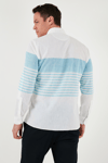 U.S. Polo Çizgili Pamuk ve Keten Karışımlı Regular Fit Erkek Gömlek G081SZ0042105934 AÇIK MAVİ
