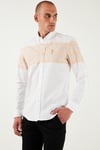 U.S. Polo Desenli % 100 Pamuk Slim Fit Düğmeli Yaka Erkek Gömlek G081SZ0042105832 Camel