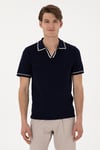 U.S. Polo Logolu Slim Fit Polo Yaka Kısa Kollu Erkek Kazak G081SZ0TKPU9469 LACİVERT