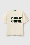 United Colors Of Benetton % 100 Pamuk Regular Fit Baskılı Erkek Çocuk T Shirt 3PCMC10N7 BEYAZ