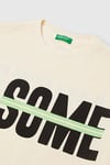 United Colors Of Benetton % 100 Pamuk Regular Fit Baskılı Erkek Çocuk T Shirt 3PCMC10N7 BEYAZ