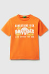 United Colors Of Benetton % 100 Pamuk Regular Fit Baskılı Erkek Çocuk T Shirt 3JERC10PE TURUNCU