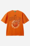 United Colors Of Benetton % 100 Pamuk Regular Fit Baskılı Erkek Çocuk T Shirt 3PCMC10N7 TURUNCU