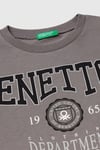 United Colors Of Benetton Baskılı % 100 Pamuk Regular Fit Bisiklet Yaka Erkek Çocuk T Shirt 3I1XC10N3 GRİ