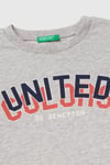 United Colors Of Benetton Baskılı % 100 Pamuk Regular Fit Bisiklet Yaka Erkek Çocuk T Shirt 3I1XC10N3 GRİ MELANJ