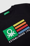United Colors Of Benetton Baskılı % 100 Pamuk Regular Fit Bisiklet Yaka Erkek Çocuk T Shirt 3I1XC10N3 SİYAH