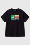 United Colors Of Benetton Baskılı % 100 Pamuk Regular Fit Bisiklet Yaka Erkek Çocuk T Shirt 3I1XC10N3 SİYAH