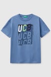 United Colors Of Benetton Baskılı % 100 Pamuk Regular Fit Bisiklet Yaka Erkek Çocuk T Shirt 3I1XC10N3 AÇIK MAVİ