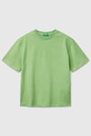 United Colors Of Benetton Baskılı Oversize Fit Pamuklu Bisiklet Yaka Erkek Çocuk T Shirt 3I1XC10O4 AÇIK YEŞİL